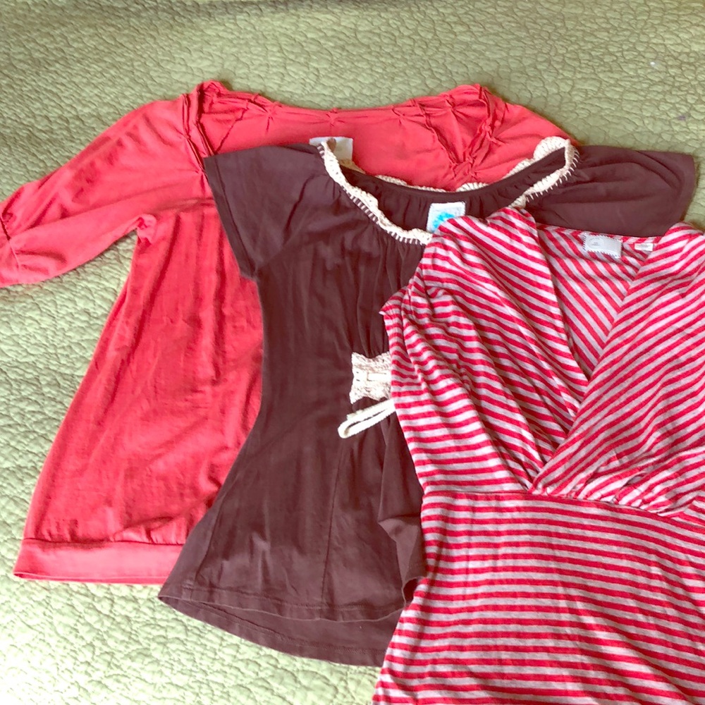 Lot of 3 Anthropologie tops stretch cotton